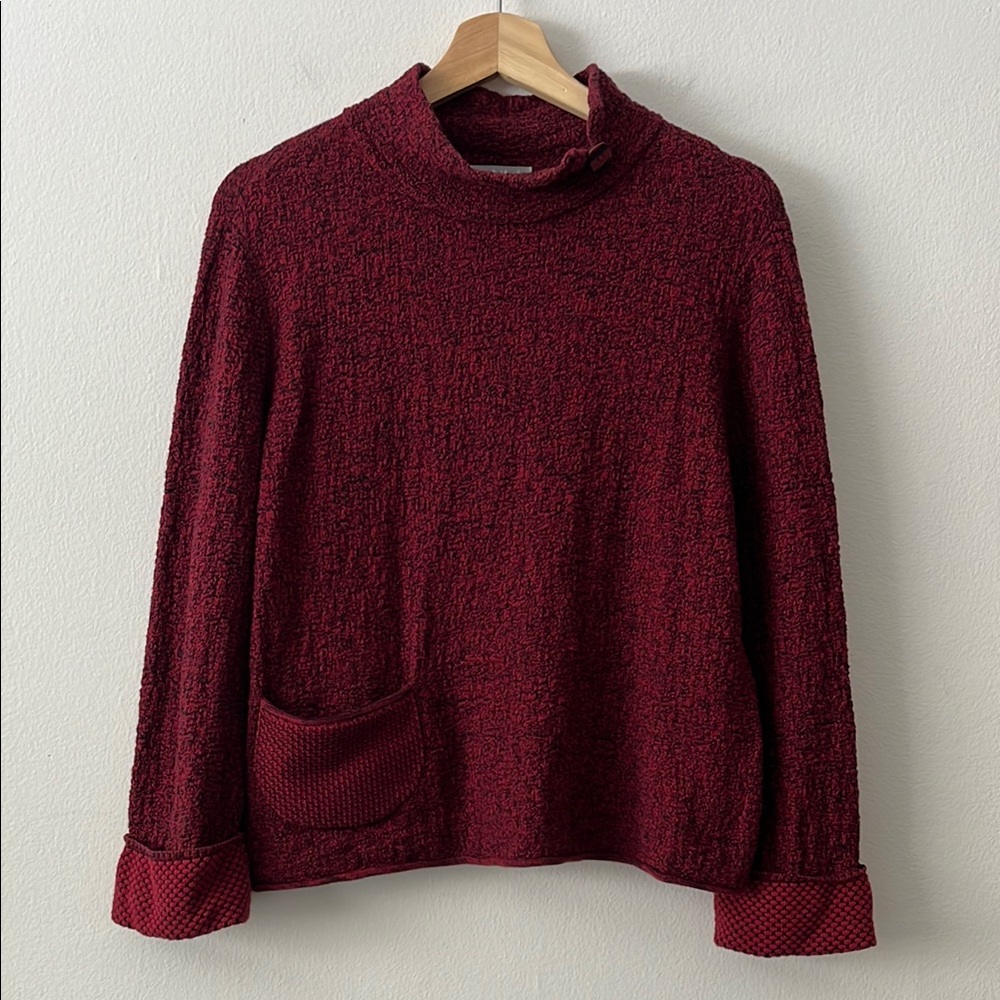 Habitat Cotton Mock Neck Textured Sweater Front Pocket in Red size small
